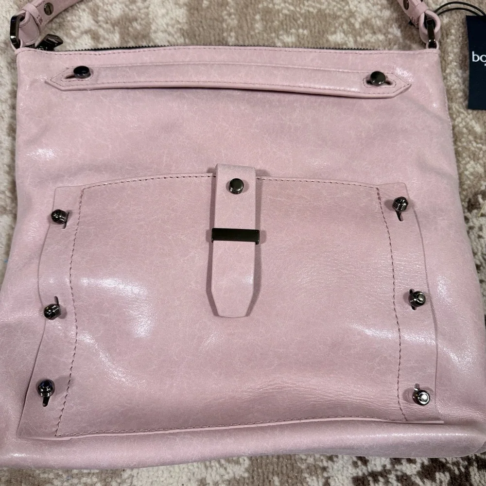 Botkier Warren Magnolia Leather‎ Convertible Hobo Greige Crossbody Bag Studded